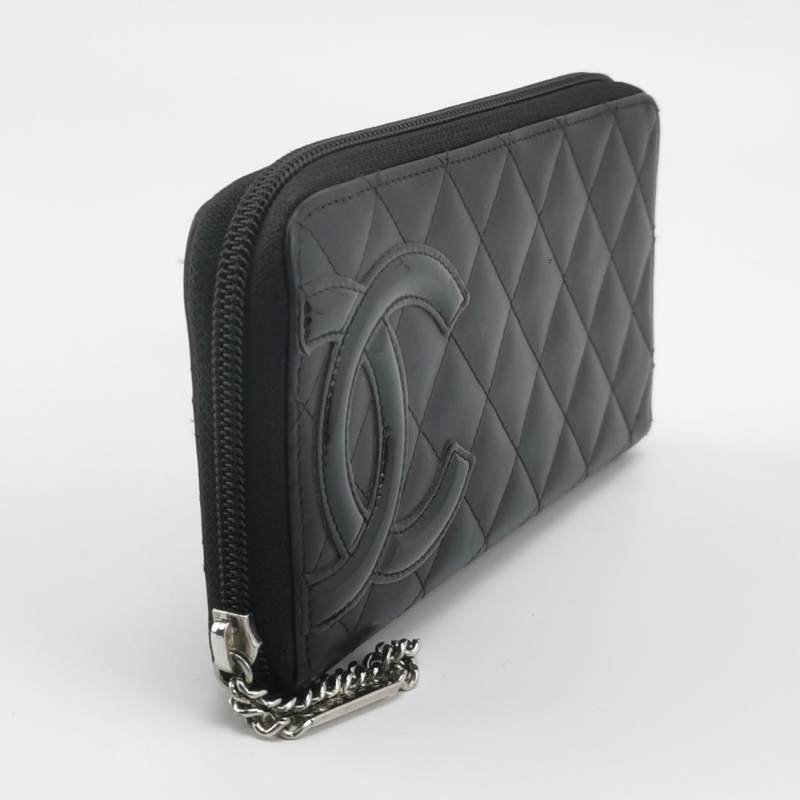 Chanel Cambon 牛皮 菱格絎縫 側邊 雙C Logo 錢包-2