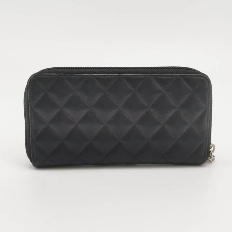 Chanel Cambon 牛皮 菱格絎縫 側邊 雙C Logo 錢包-3
