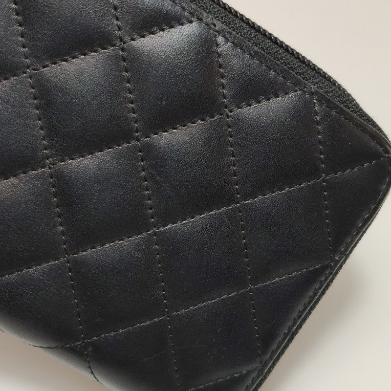 Chanel Cambon 牛皮 菱格絎縫 側邊 雙C Logo 錢包-10
