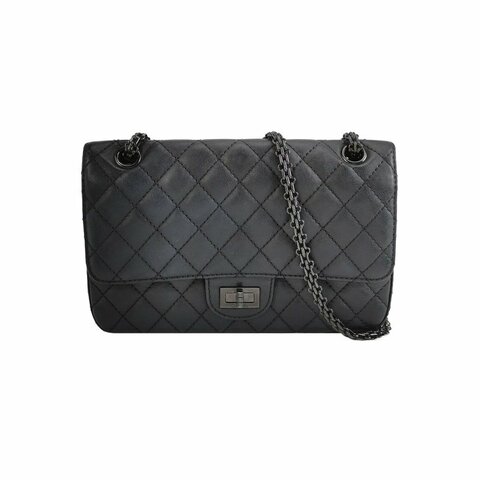 Chanel 2.55 Flag Bag 經典款 中號 牛皮 菱格絎縫 長方形旋扣 單肩包