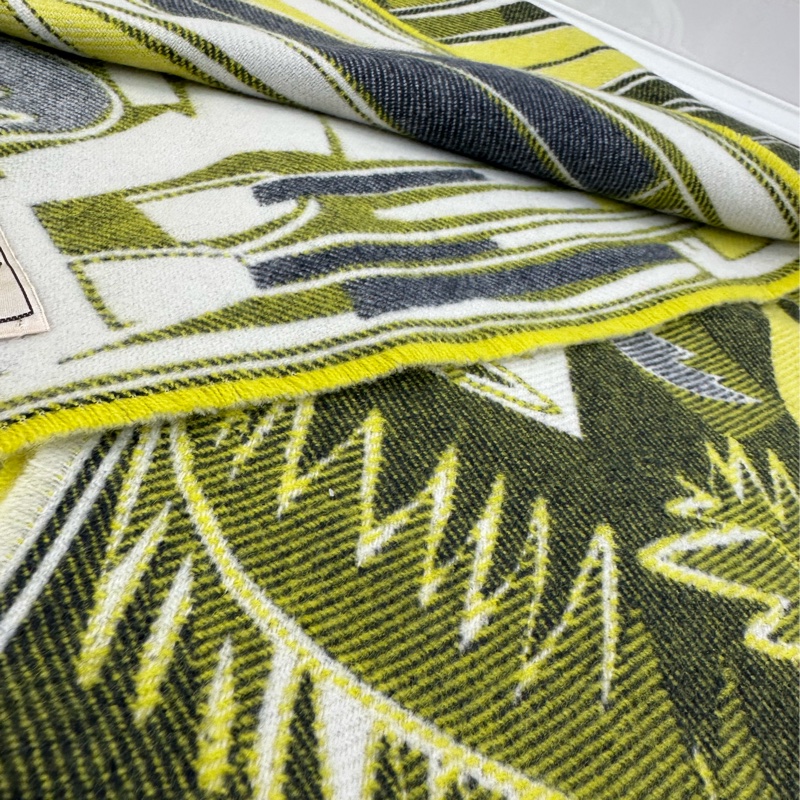Hermes 愛馬仕 乘風破浪圖案黃色系羊絨圍巾 150*25cm 男女通用 男女皆可穿戴-4