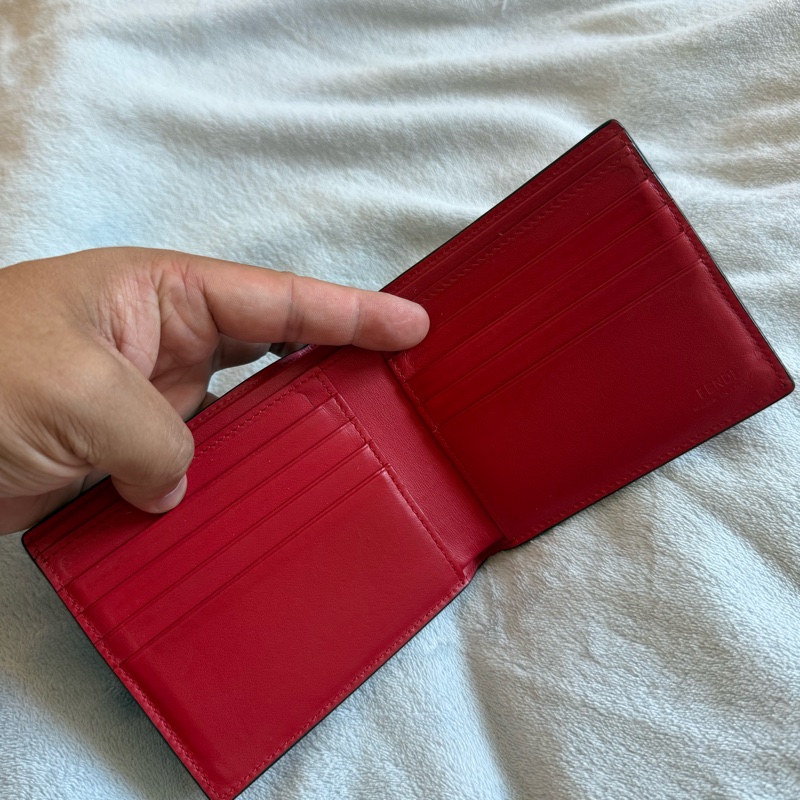 Fendi 怪獸眼睛黑色牛皮對折短夾-7
