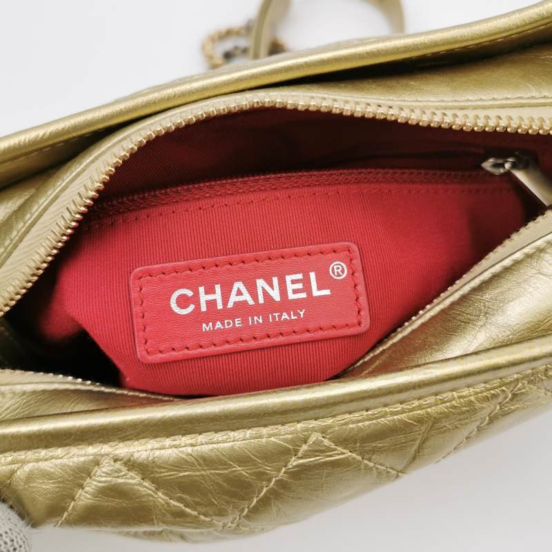 Chanel Gabrielle 流浪包 小號 油蠟皮 萎格絎縫 雙鏈條設計 單肩包-7