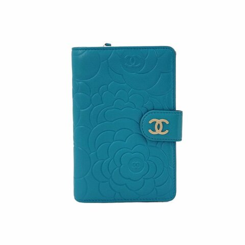 Chanel 羊皮 純色 山茶花 印花 雙C Logo 皮夾