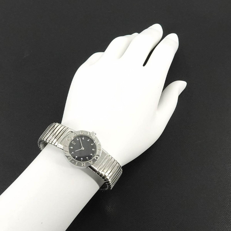 BVLGARI Tubogas BB262TS 11P 鑽石女士手錶黑石英-2