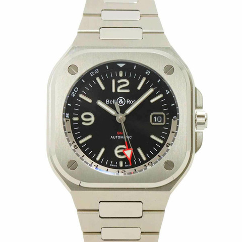 Bell & Ross BR05 GMT 黑色鋼腕錶（BR05G-BL-ST SST）男士自動腕錶，附日期顯示