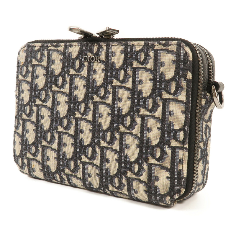 Dior 帆布Zipped Pouch With Strap銀扣肩背袋-2