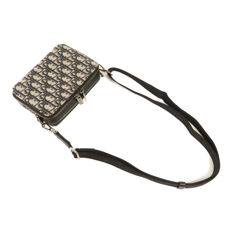 Dior 帆布Zipped Pouch With Strap銀扣肩背袋-7