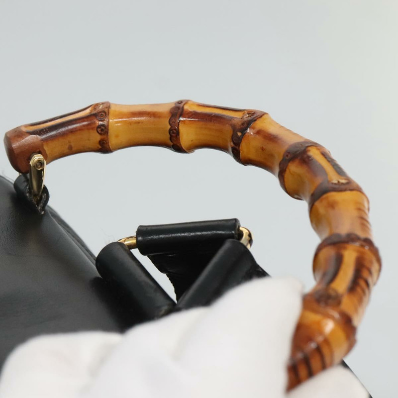 【日本直送】GUCCI 竹子背包 皮革 黑金 003 2058 0030 正品 kk534-13