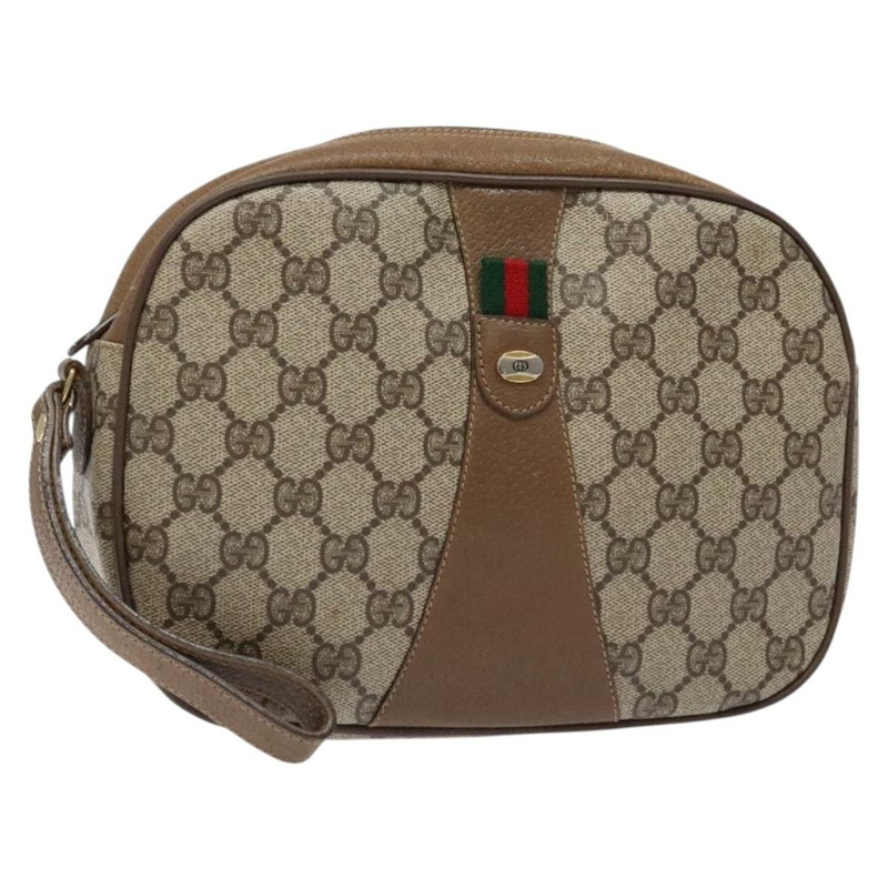【日本直送】GUCCI GG Supreme Web Sherry Line 手拿包 PVC 米色 89 01 034 正品 am8803-0