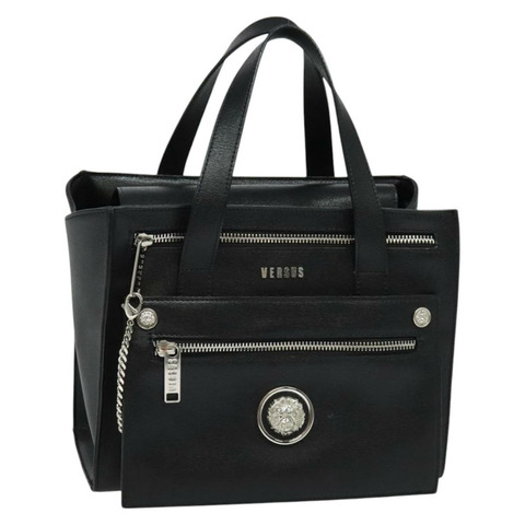 VERSACE 手提包 皮革 黑色 銀色 正品 am8883