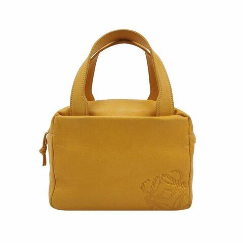 Loewe 羊皮 純色 壓紋 Logo 中古 手提包