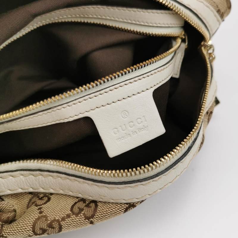 Gucci 牛皮 帆布 雙G 老花 手提包-7