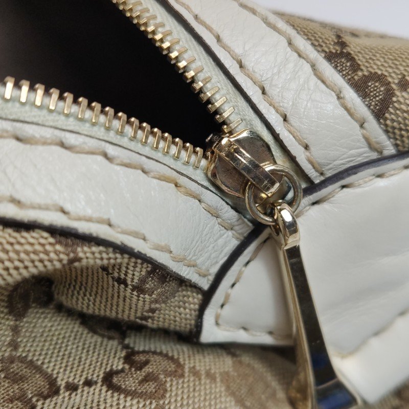 Gucci 牛皮 帆布 雙G 老花 手提包-8