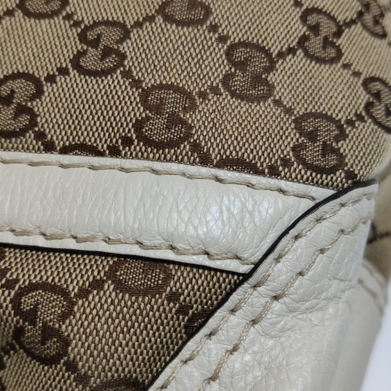Gucci 牛皮 帆布 雙G 老花 手提包-13