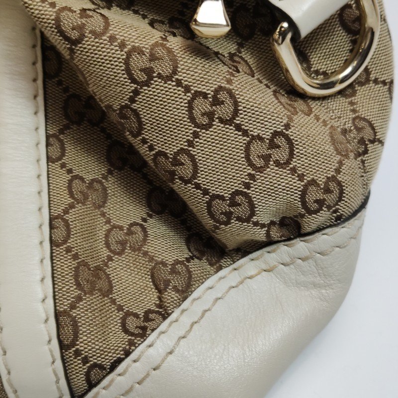 Gucci 牛皮 帆布 雙G 老花 手提包-17