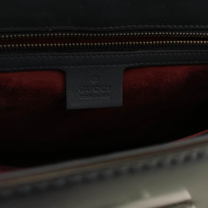 Gucci lady lock 牛皮 純色 竹節 手柄 鎖扣 手提包-7