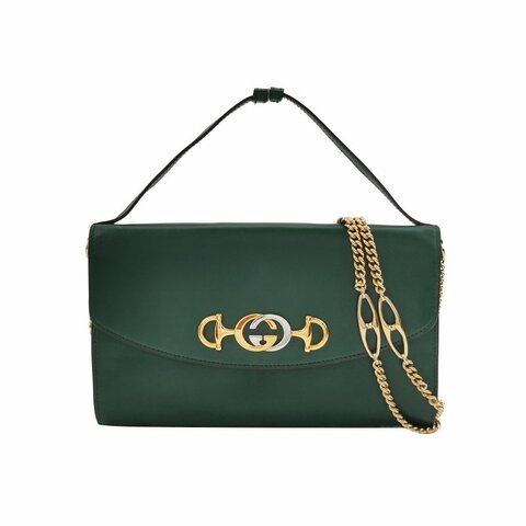 Gucci Zumi 牛皮 純色 雙G 馬銜扣 斜背包 單肩包