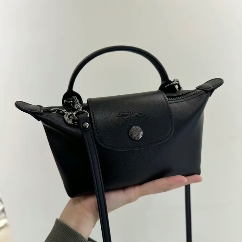 ✔️LONGCHAMP Le Pliage Xtra XS 小牛皮迷你水餃包/黑色-1