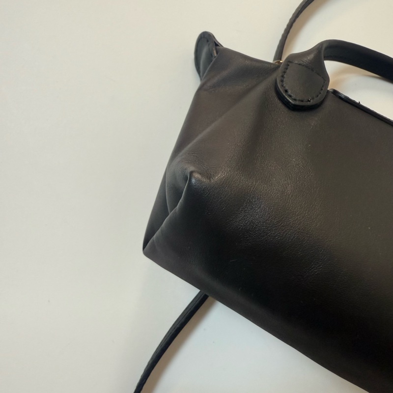 ✔️LONGCHAMP Le Pliage Xtra XS 小牛皮迷你水餃包/黑色-9