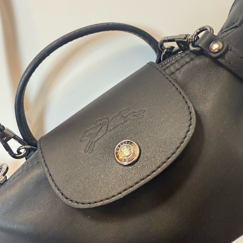 ✔️LONGCHAMP Le Pliage Xtra XS 小牛皮迷你水餃包/黑色-15
