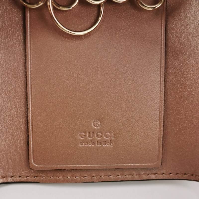 Gucci 牛皮 雙G 壓花 老花 鑰匙包-6