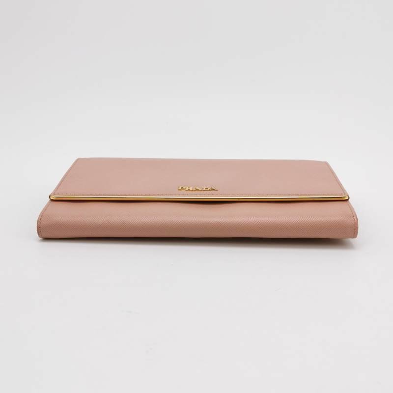 Prada 牛皮 純色 字母 Logo 手拿包-4