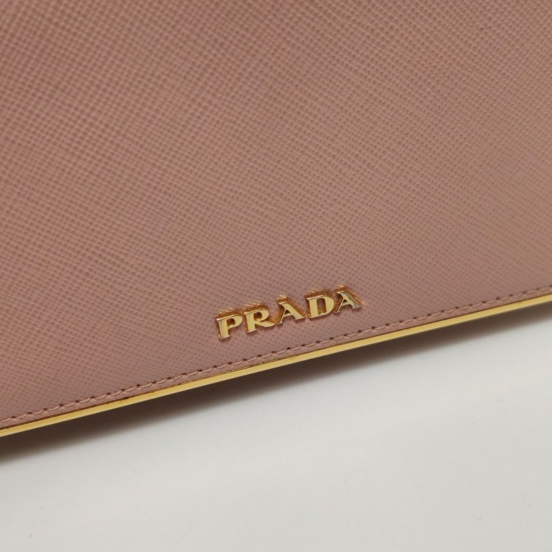 Prada 牛皮 純色 字母 Logo 手拿包-8