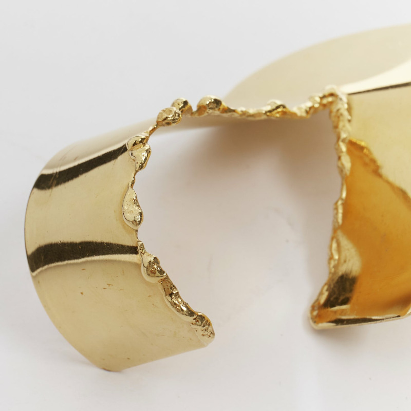 rare OLD CELINE Phoebe Philo Runway Devoured gold tear statement bangle cuff S-4
