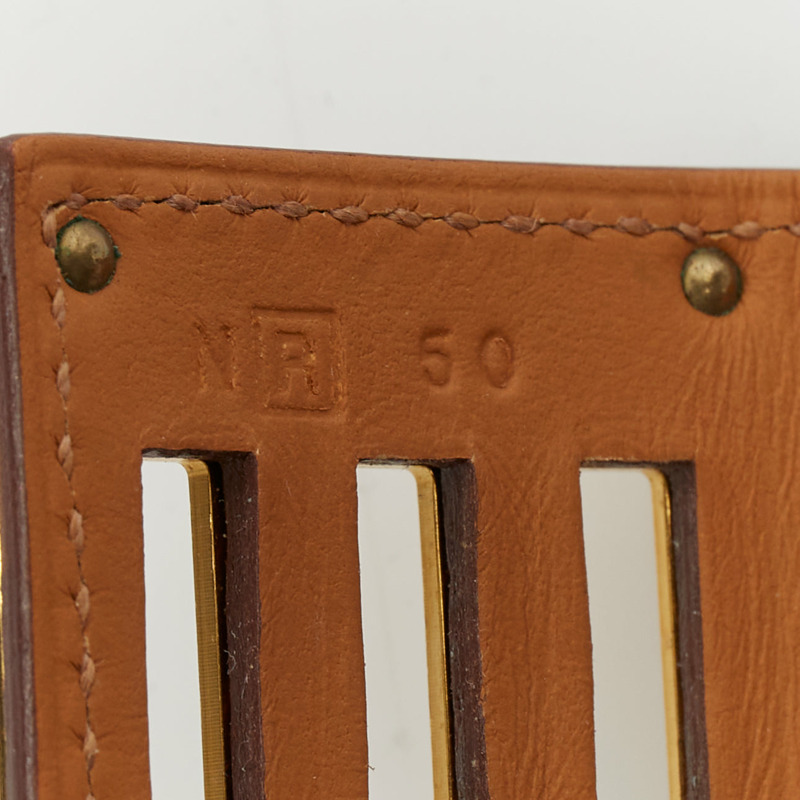 HERMES Kelly Dog brown polished gator leather GHW turnlock bracelet-3