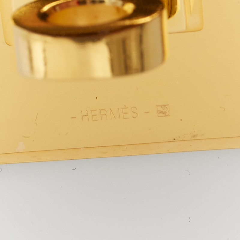 HERMES Kelly Dog brown polished gator leather GHW turnlock bracelet-5