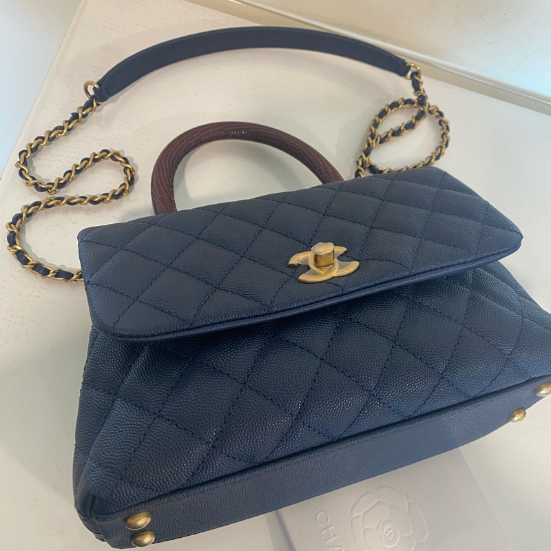 Chanel 深藍色蜥蜴皮手柄cocohandle-2