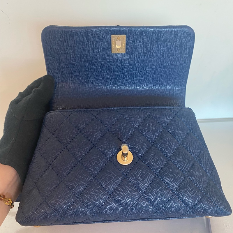 Chanel 深藍色蜥蜴皮手柄cocohandle-5
