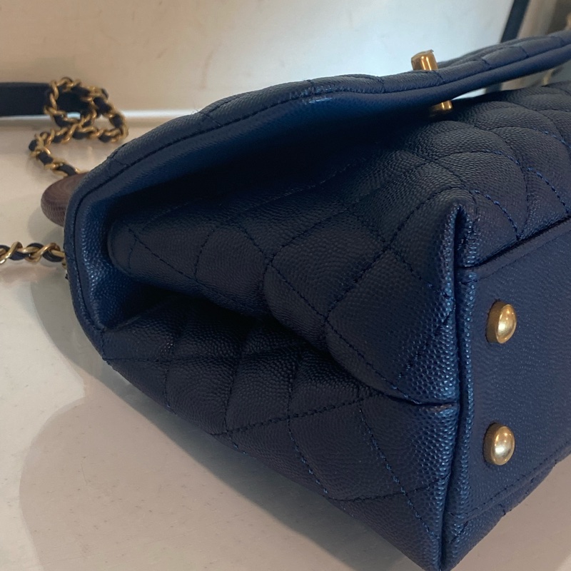 Chanel 深藍色蜥蜴皮手柄cocohandle-11
