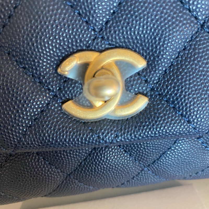 Chanel 深藍色蜥蜴皮手柄cocohandle-16