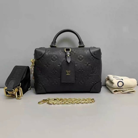 芯片款！Louis Vuitton 黑色全皮 八角盒子包 Petite Malle Souple