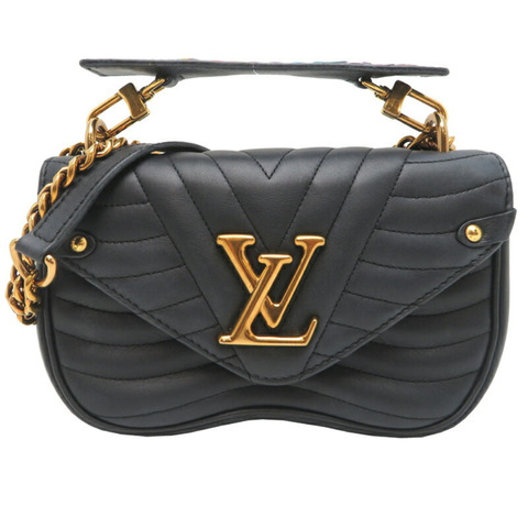 Louis Vuitton New Wave 鏈條包，女士單肩包 M51683，黑色皮革