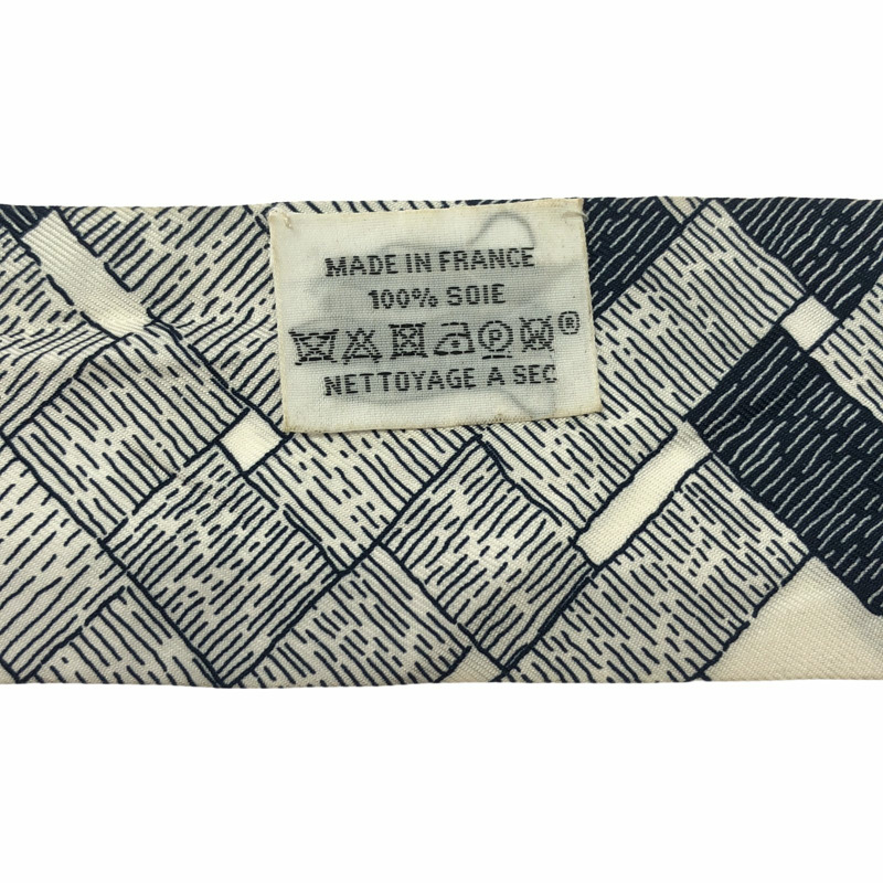 HERMES Twilly 圍巾 絲綢 海軍藍 白色 二手 女士-3