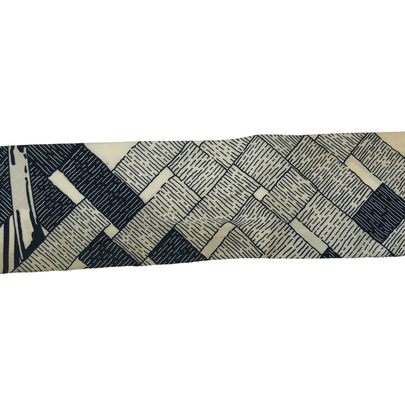 HERMES Twilly 圍巾 絲綢 海軍藍 白色 二手 女士-4