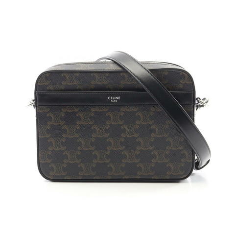 CELINE Triomphe 小型斜背包 肩背包 帆布 皮革 黑色 全新