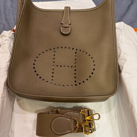 全新品 愛馬仕 Hermès evelyne 29 大象灰/金扣