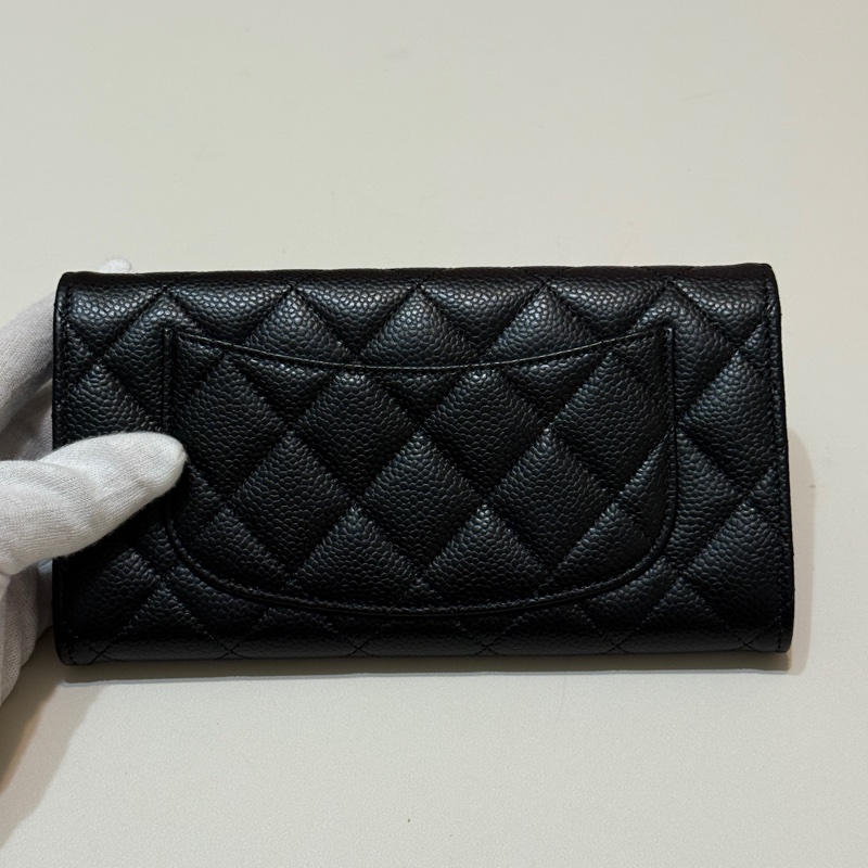 『全新』Chanel黑金荔枝牛皮CF長夾-2