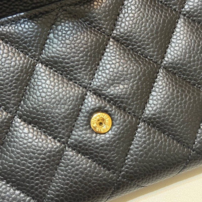 『全新』Chanel黑金荔枝牛皮CF長夾-5