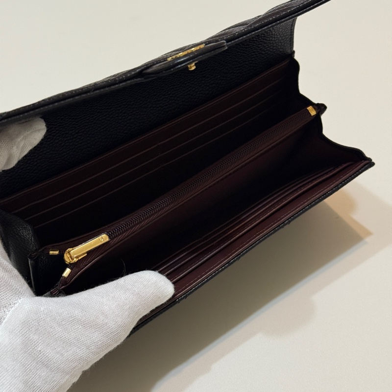 『全新』Chanel黑金荔枝牛皮CF長夾-6