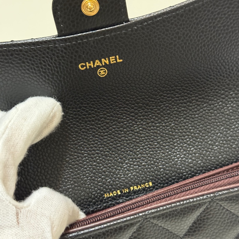 『全新』Chanel黑金荔枝牛皮CF長夾-7