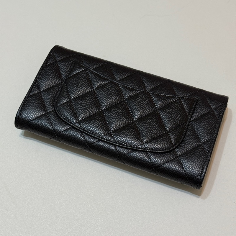 『全新』Chanel黑金荔枝牛皮CF長夾-10