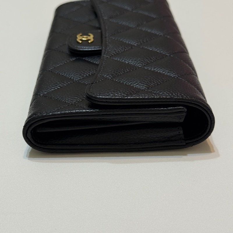 『全新』Chanel黑金荔枝牛皮CF長夾-11