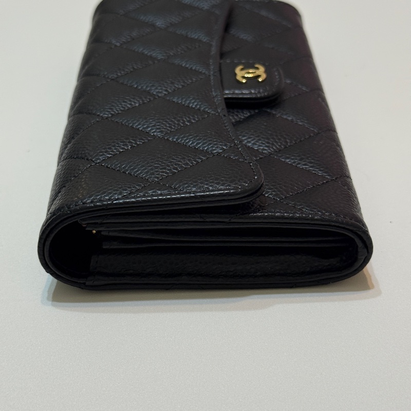 『全新』Chanel黑金荔枝牛皮CF長夾-12