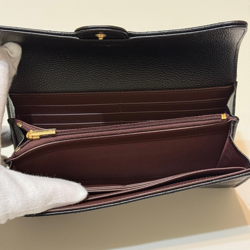 『全新』Chanel黑金荔枝牛皮CF長夾-14
