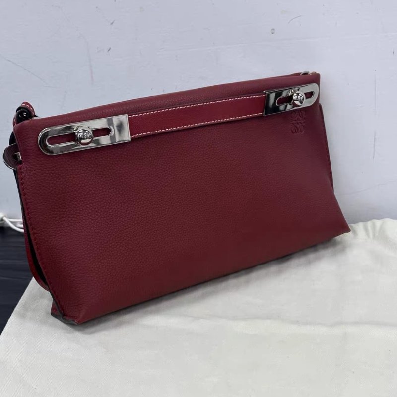 LOEWE 紅銀Missy小號牛皮肩背手提包 27*5*14.5 98新配件塵袋-1